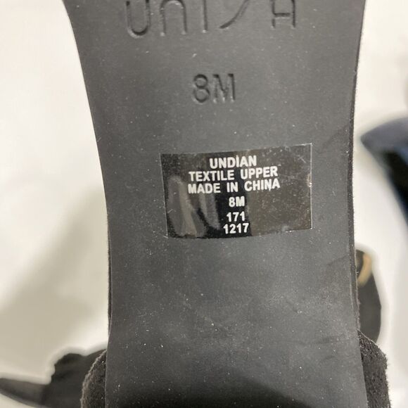 Unisa "Dian" dressy black faux suede high heel shoes ankle straps open toes 8M - Picture 9 of 10